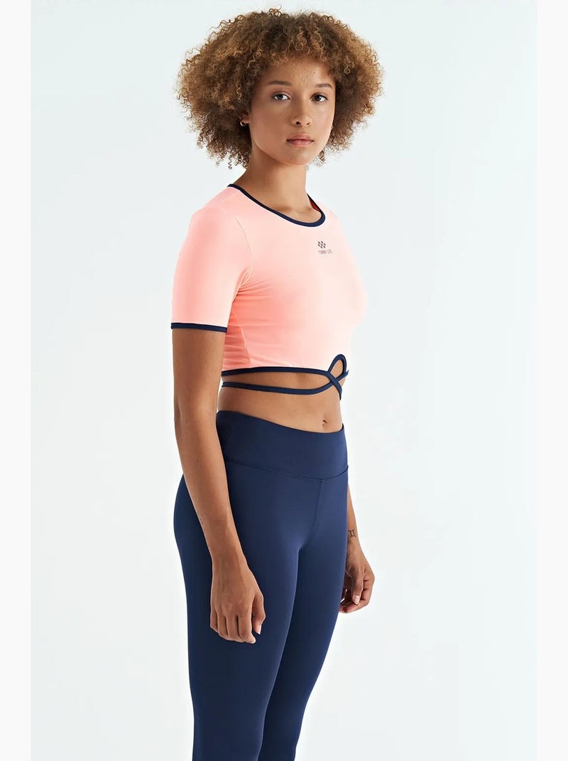 Elastisch crop t-shirt met ronde hals tommy Koraal - Kiabi