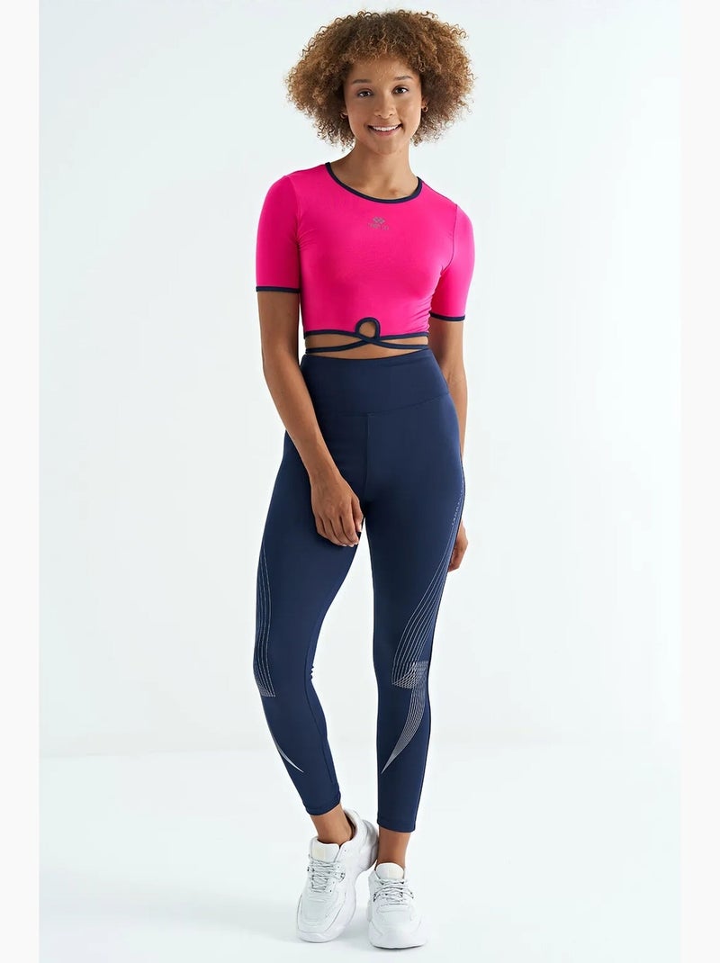 Elastisch crop t-shirt met ronde hals tommy Magenta - Kiabi