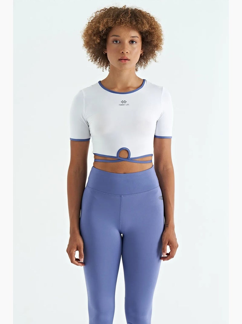 Elastisch crop t-shirt met ronde hals tommy Wit - Kiabi