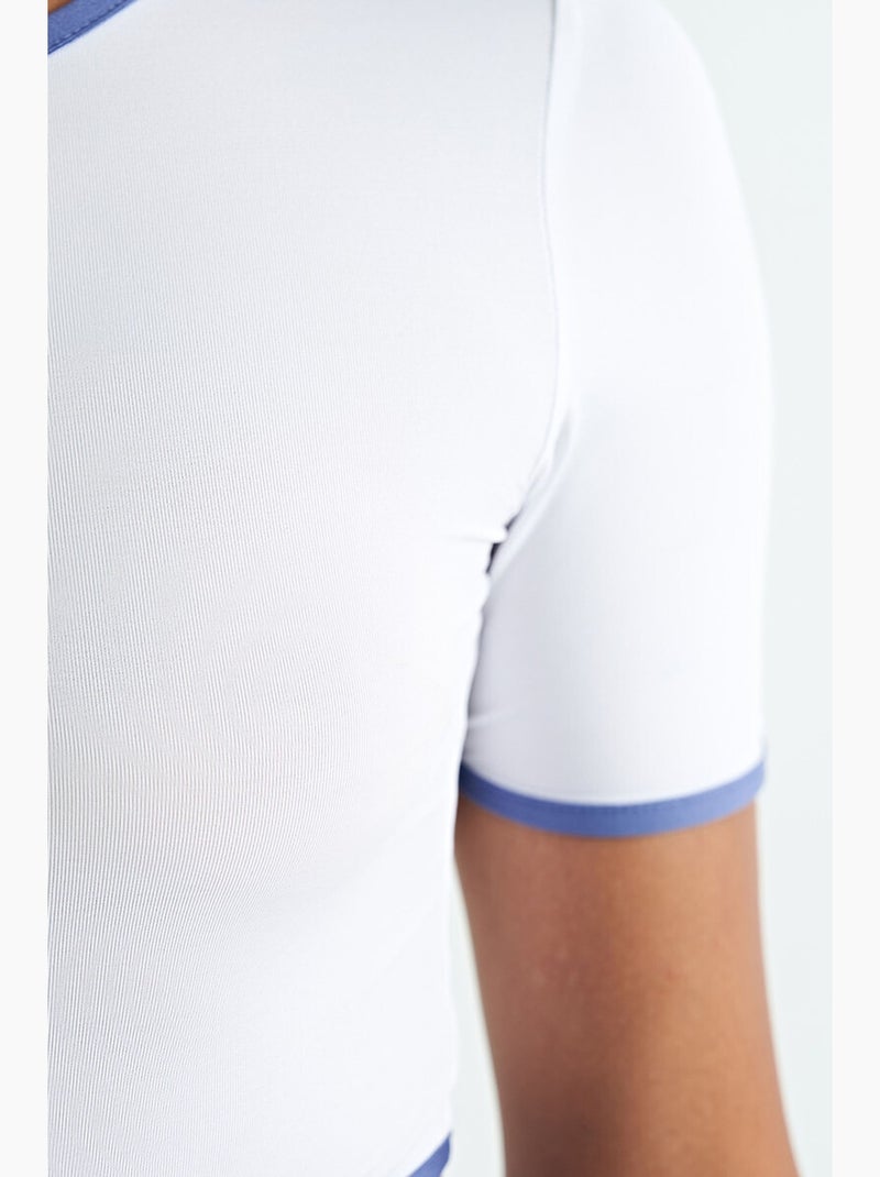 Elastisch crop t-shirt met ronde hals tommy Wit - Kiabi