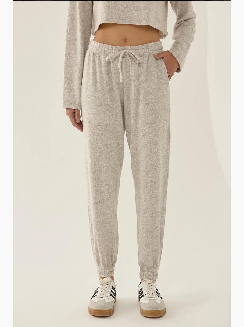Elastische taille gebreide joggingbroek hiccup Natuurlijk beige - Kiabi