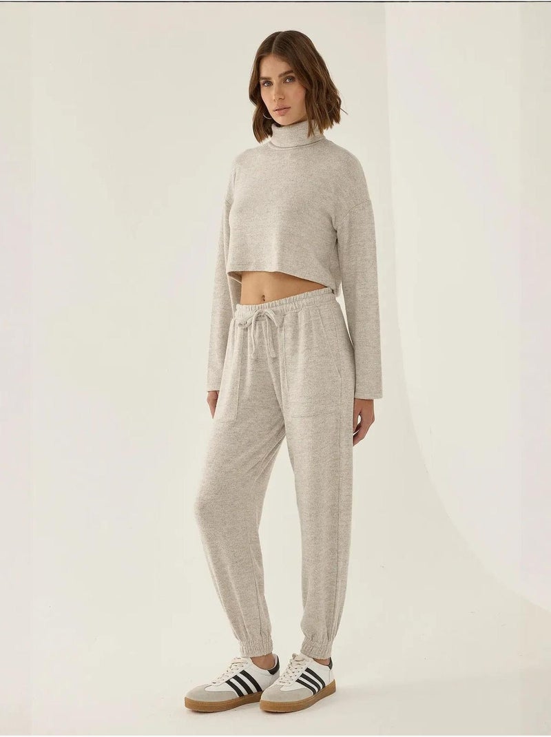 Elastische taille gebreide joggingbroek Natuurlijk beige - Kiabi