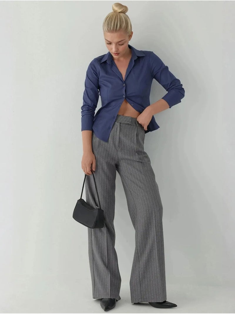 Elegant overhemd met lange mouwen en knoopsluiting hiccup Marineblauw - Kiabi