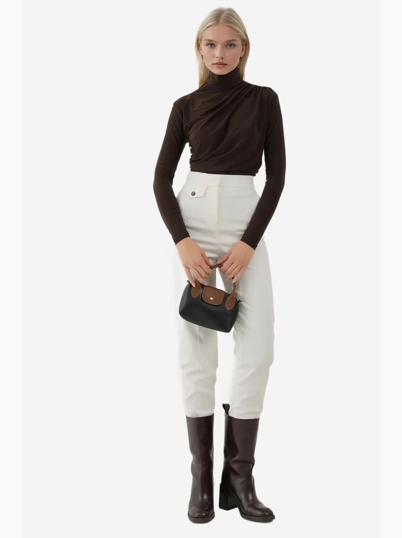 Elegante gebreide top met lange mouwen hiccup Chocoladebruin - Kiabi