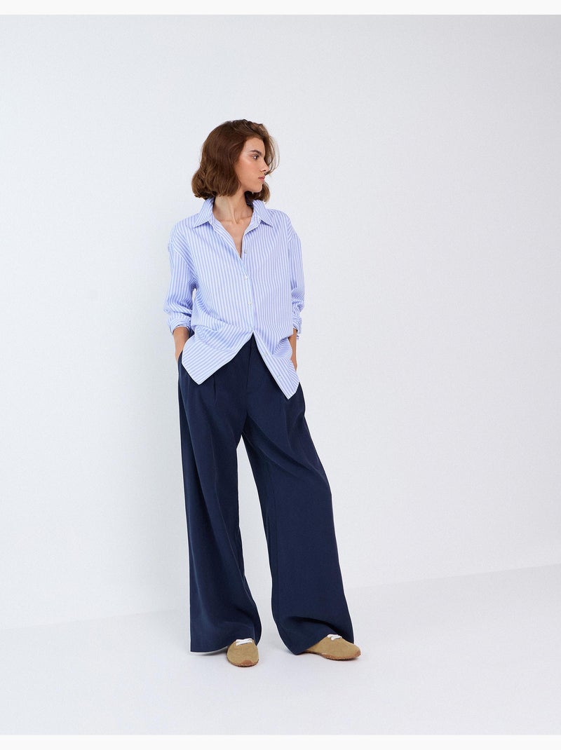 Elegante geplooide broek, mo fashion Blauw - Kiabi