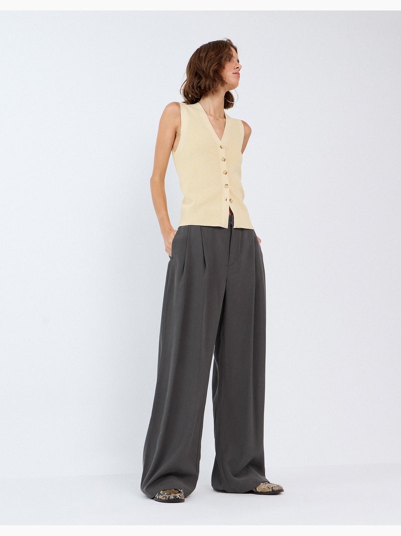 Elegante geplooide broek, mo fashion Grijs - Kiabi