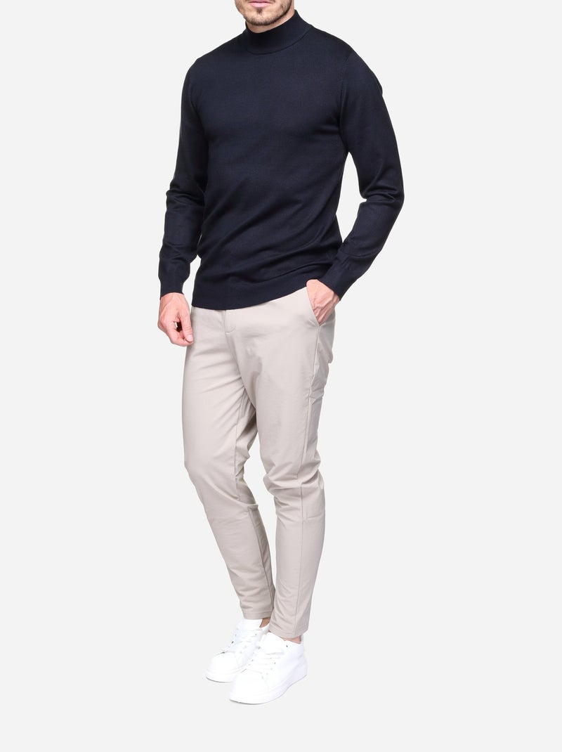 Elegante trui met hoge kraag en lange mouwen - Frilivin Donkerblauw - Kiabi