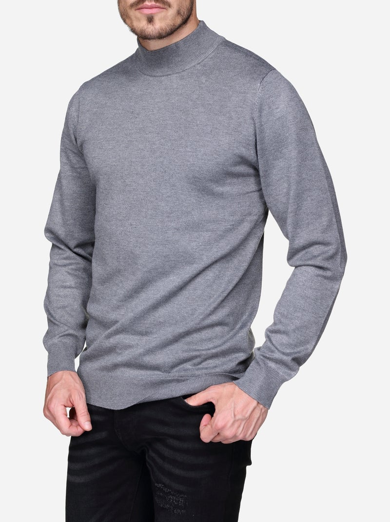 Elegante trui met hoge kraag en lange mouwen - Frilivin Grijs - Kiabi