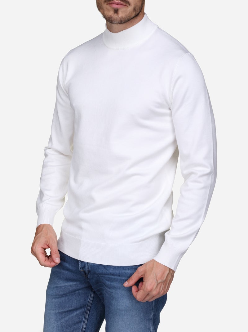 Elegante trui met hoge kraag en lange mouwen - Frilivin Wit - Kiabi