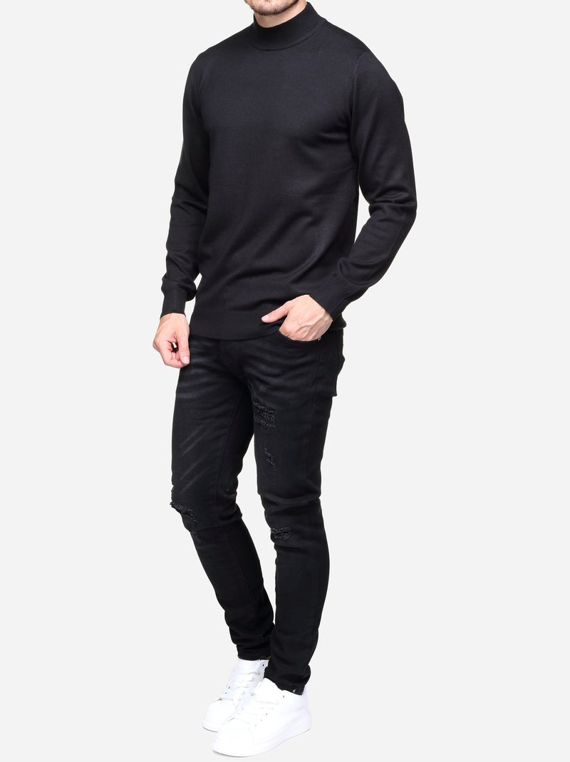 Elegante trui met hoge kraag en lange mouwen - Frilivin Zwart - Kiabi
