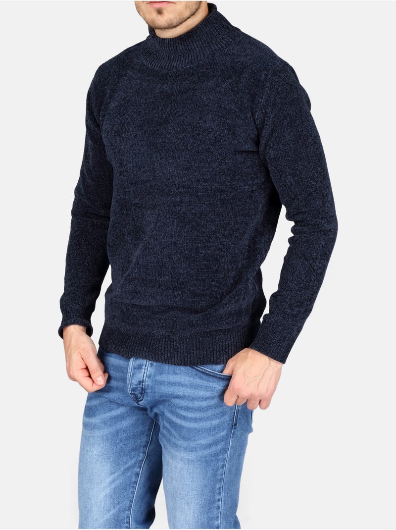 Elegante trui met opstaande kraag - Kenzarro Blauw - Kiabi