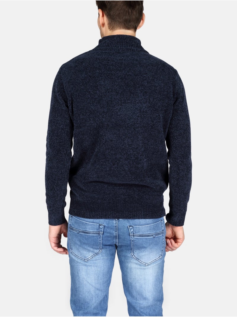Elegante trui met opstaande kraag - Kenzarro Blauw - Kiabi