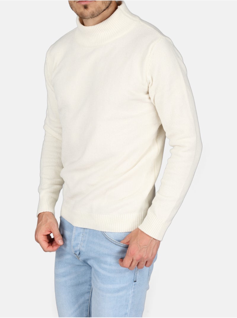 Elegante trui met opstaande kraag - Kenzarro Wit - Kiabi