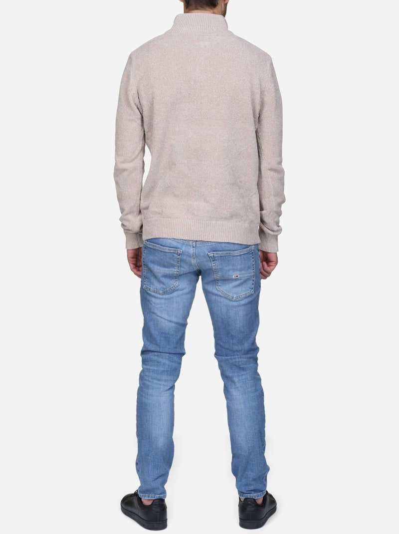 Elegante trui met opstaande kraag en ritssluiting - Kenzarro Crème - Kiabi