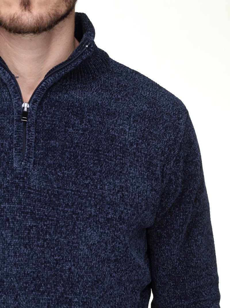 Elegante trui met opstaande kraag en ritssluiting - Kenzarro Donkerblauw - Kiabi