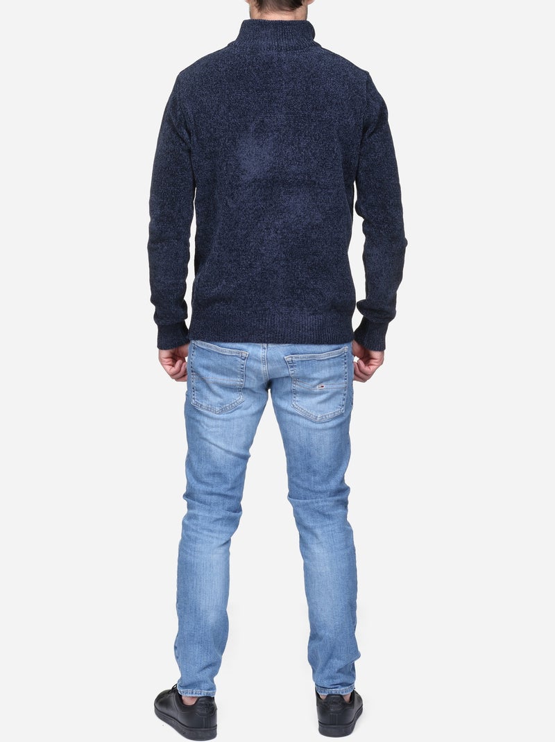 Elegante trui met opstaande kraag en ritssluiting - Kenzarro Donkerblauw - Kiabi