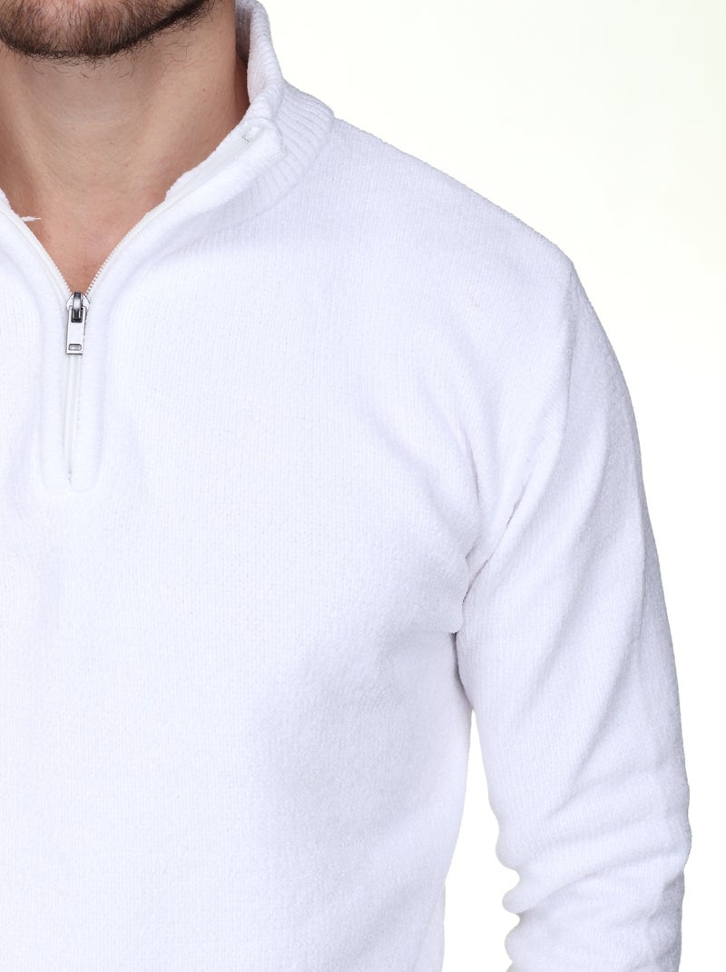 Elegante trui met opstaande kraag en ritssluiting - Kenzarro Wit - Kiabi