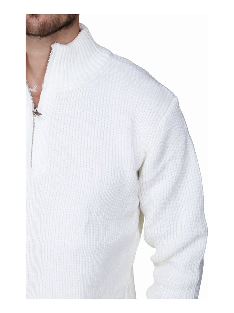 Elegante trui met opstaande kraag en ritssluiting - Kenzarro Wit - Kiabi