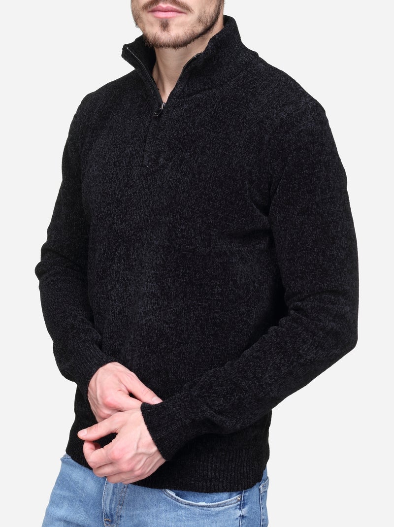 Elegante trui met opstaande kraag en ritssluiting - Kenzarro Zwart - Kiabi