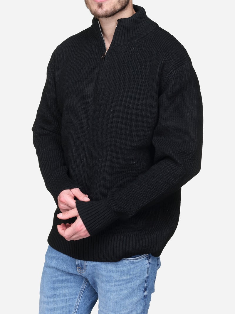 Elegante trui met opstaande kraag en ritssluiting - Kenzarro Zwart - Kiabi