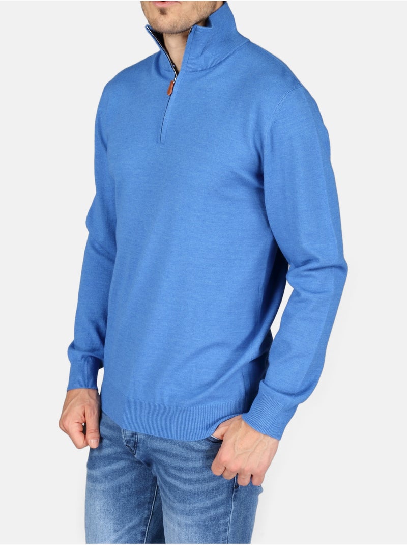 Elegante trui met opstaande kraag en ritssluiting - Yves Enzo Blauw - Kiabi