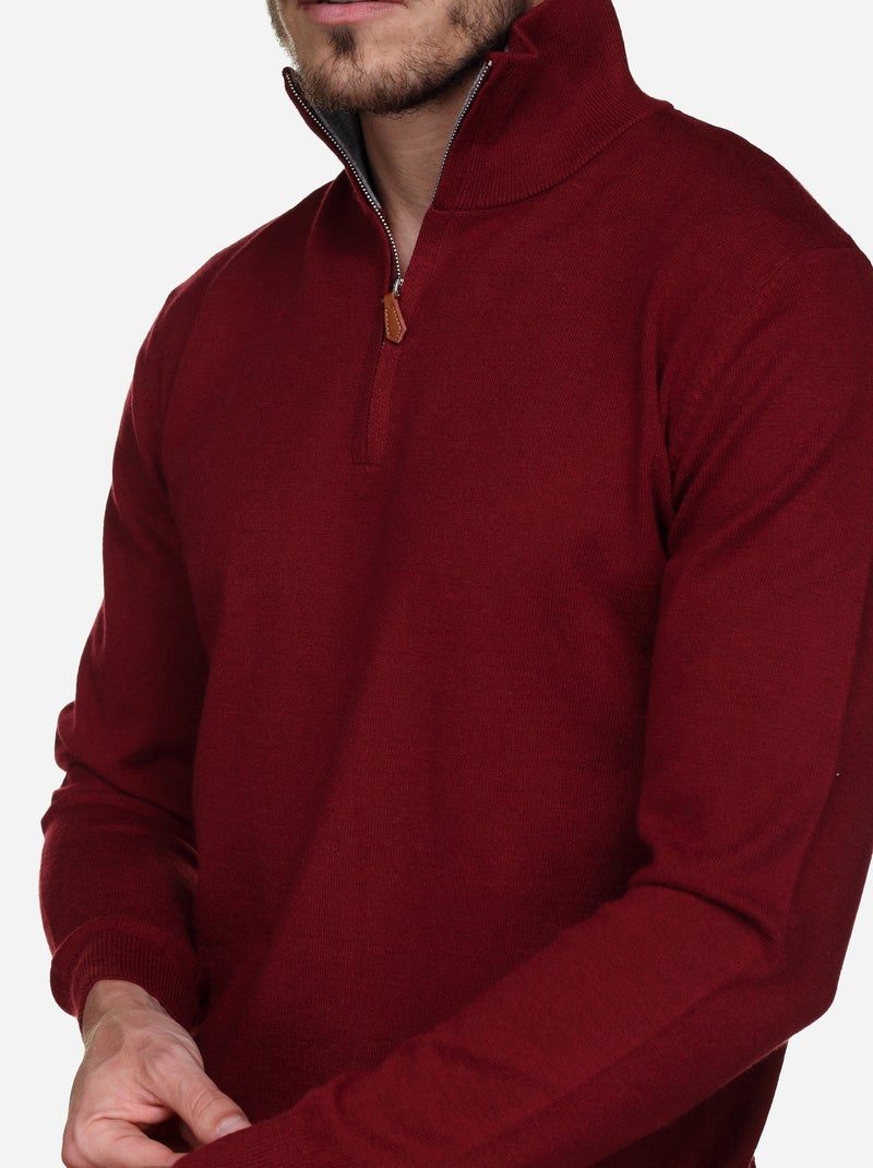 Elegante trui met opstaande kraag en ritssluiting - Yves Enzo Bordeaux - Kiabi