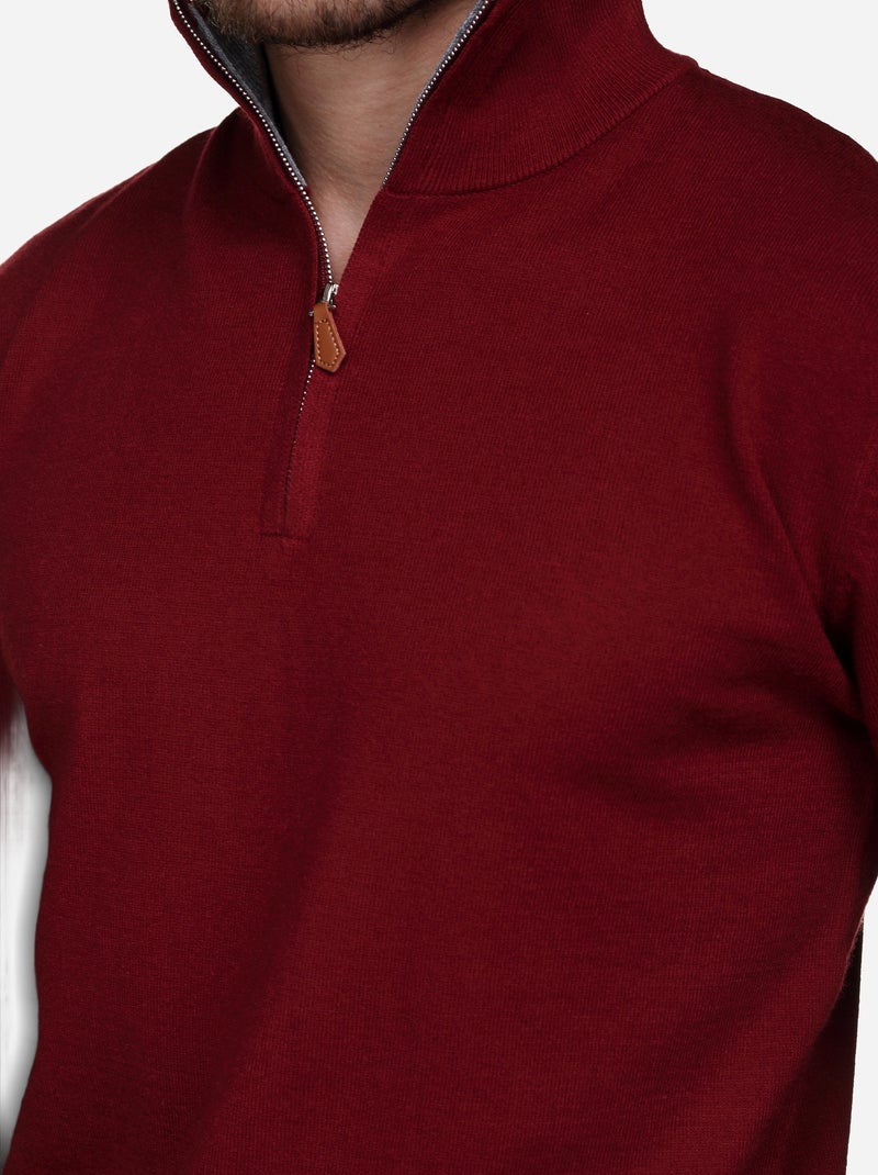 Elegante trui met opstaande kraag en ritssluiting - Yves Enzo Bordeaux - Kiabi