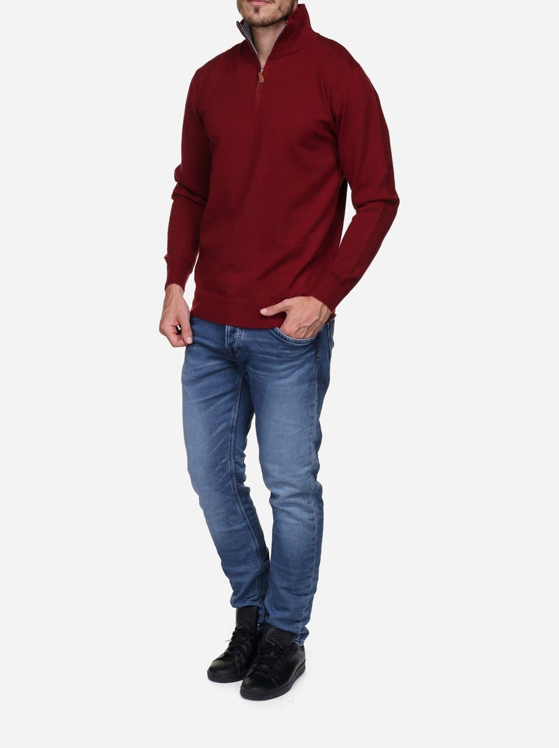 Elegante trui met opstaande kraag en ritssluiting - Yves Enzo Bordeaux - Kiabi