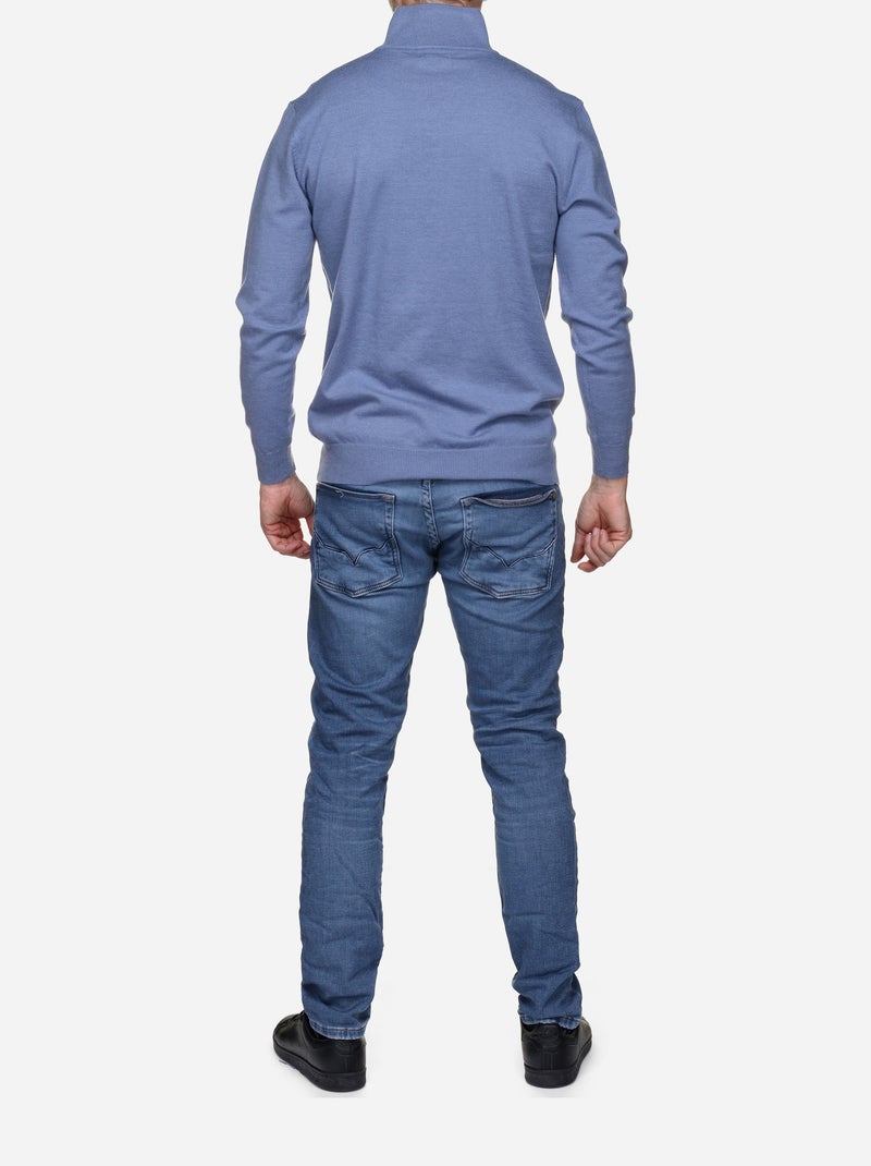 Elegante trui met opstaande kraag en ritssluiting - Yves Enzo Indigo - Kiabi