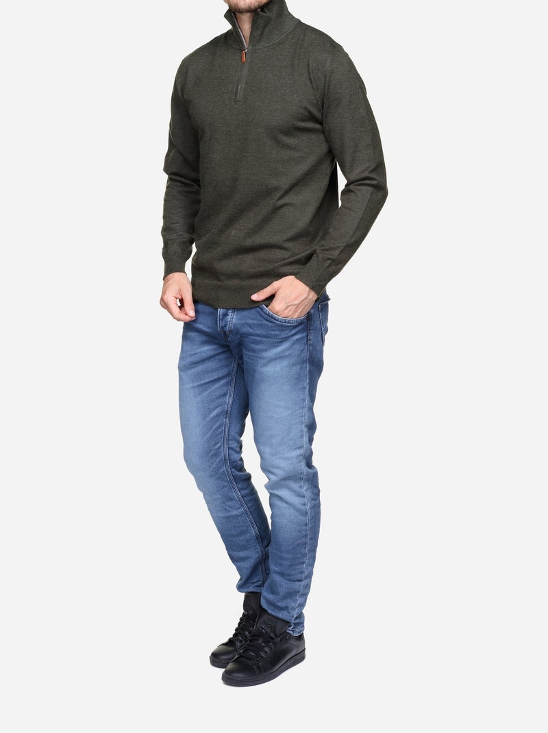 Elegante trui met opstaande kraag en ritssluiting - Yves Enzo Kaki - Kiabi