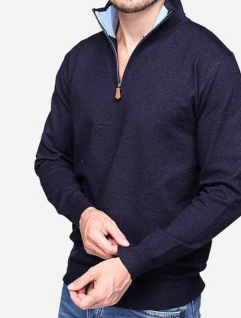Elegante trui met opstaande kraag en ritssluiting - Yves Enzo
