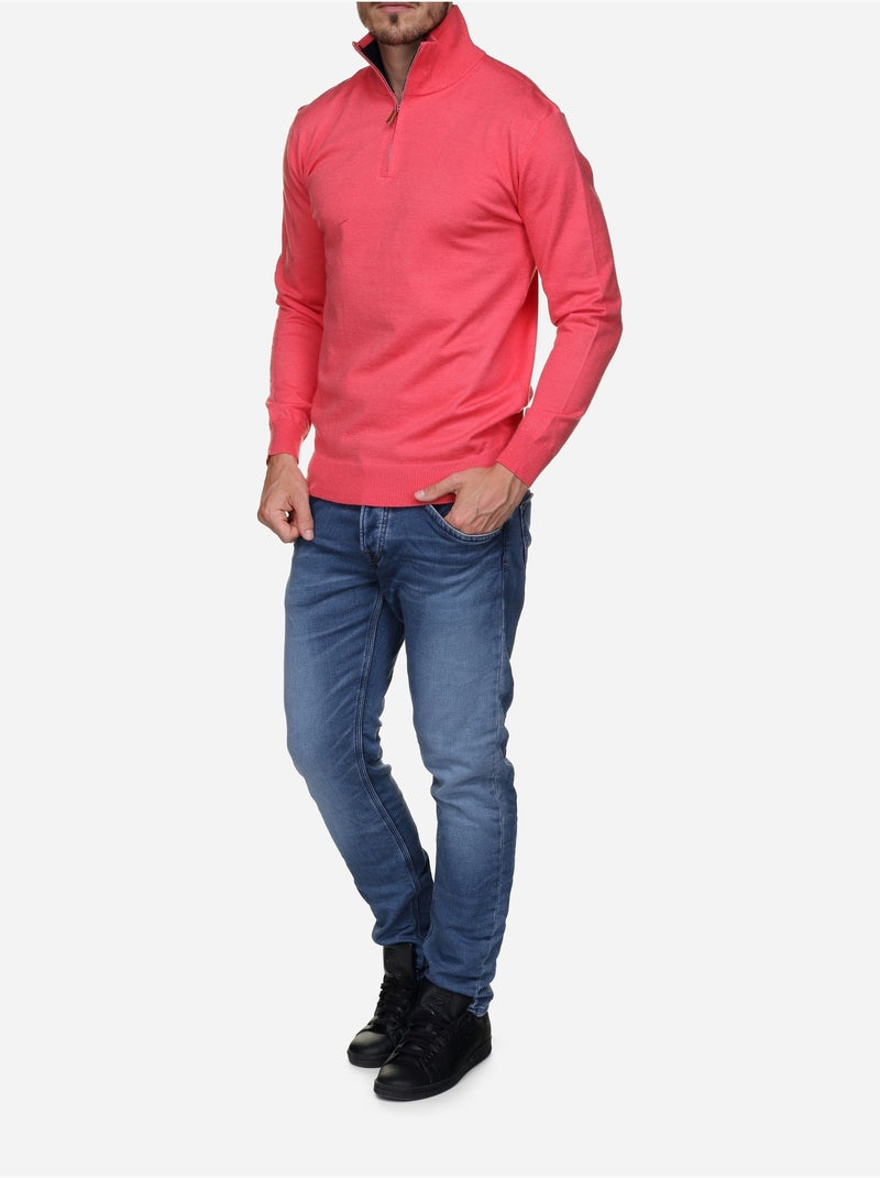 Elegante trui met opstaande kraag en ritssluiting - Yves Enzo Vermiljoenrood - Kiabi