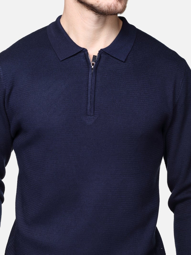 Elegante trui met polokraag en ritssluiting - Frilivin Donkerblauw - Kiabi