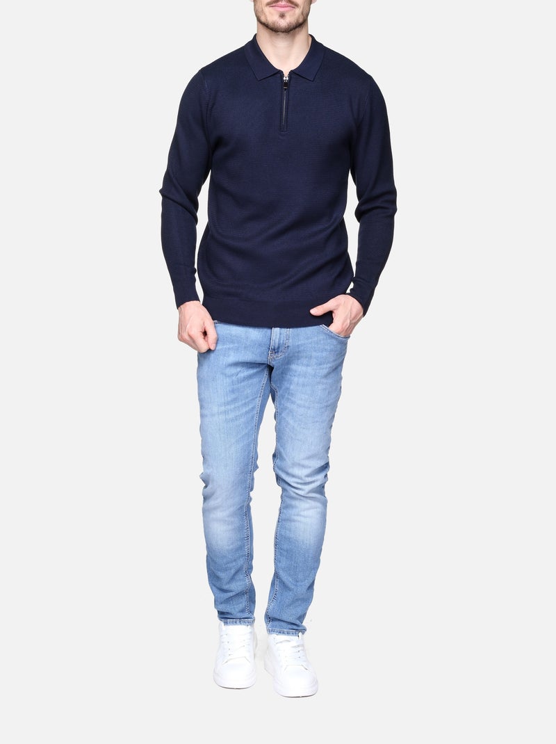 Elegante trui met polokraag en ritssluiting - Frilivin Donkerblauw - Kiabi