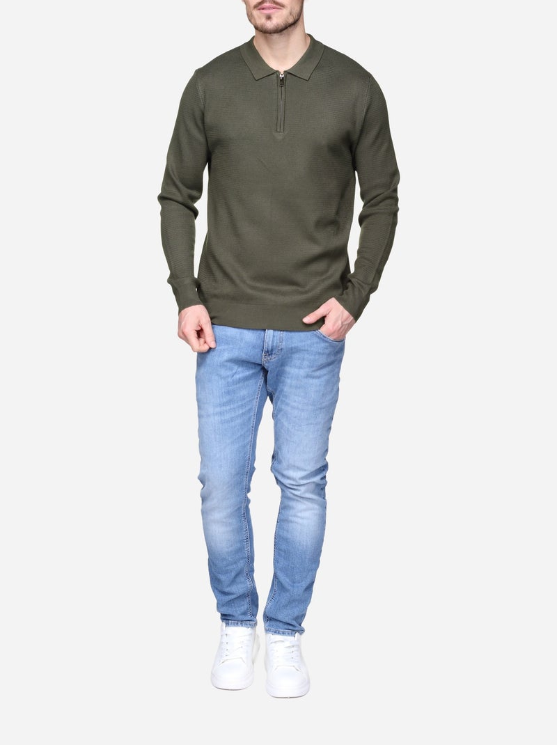 Elegante trui met polokraag en ritssluiting - Frilivin Kaki - Kiabi
