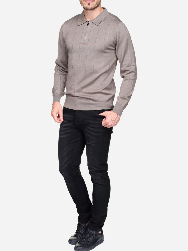 Elegante trui met polokraag en ritssluiting - Frilivin Taupe - Kiabi