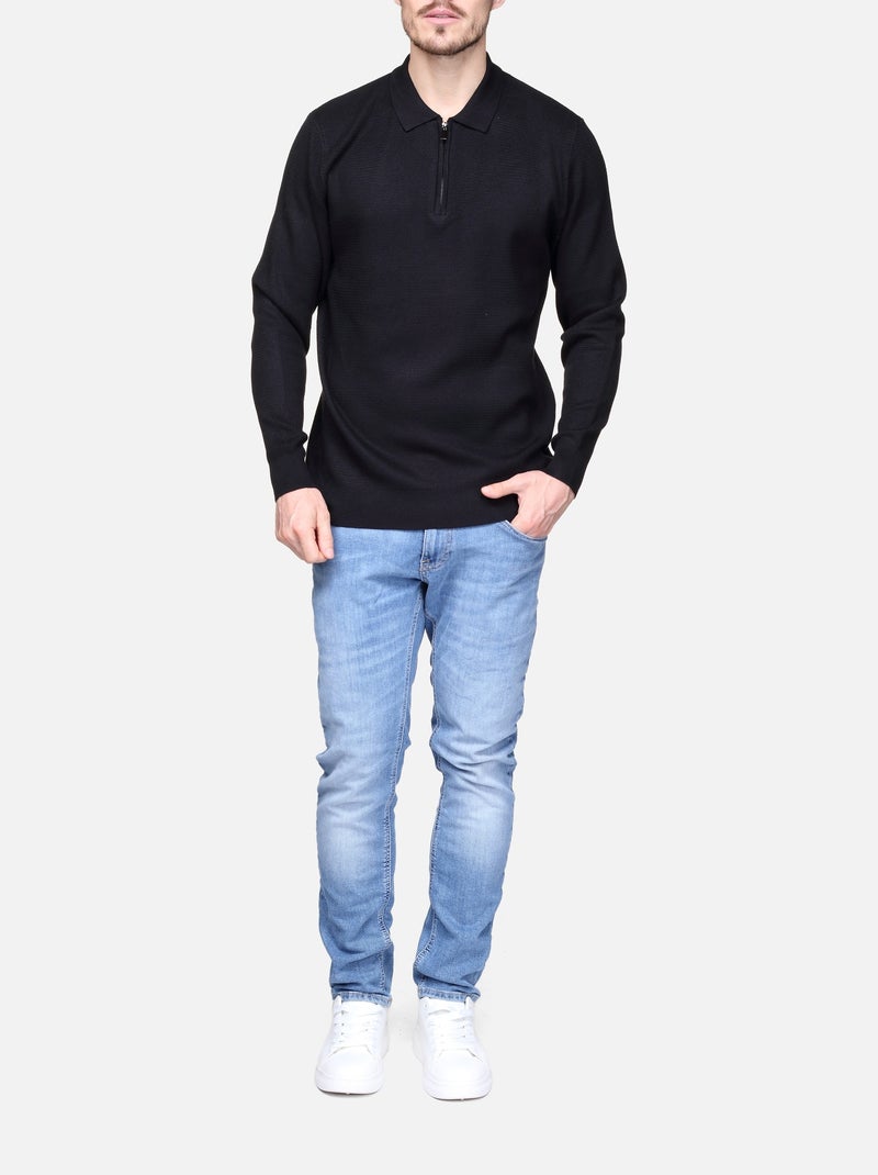 Elegante trui met polokraag en ritssluiting - Frilivin Zwart - Kiabi