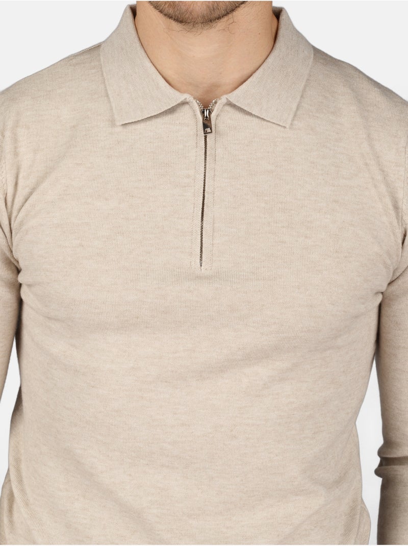 Elegante trui met polokraag en ritssluiting - Kenzarro Crème - Kiabi