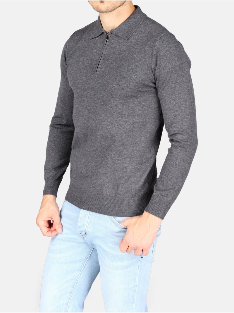 Elegante trui met polokraag en ritssluiting - Kenzarro Donkergrijs - Kiabi