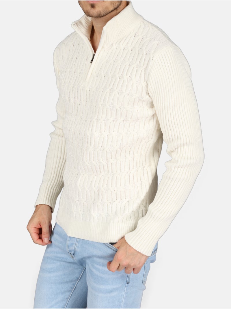 Elegante trui met rits - Kenzarro Wit - Kiabi