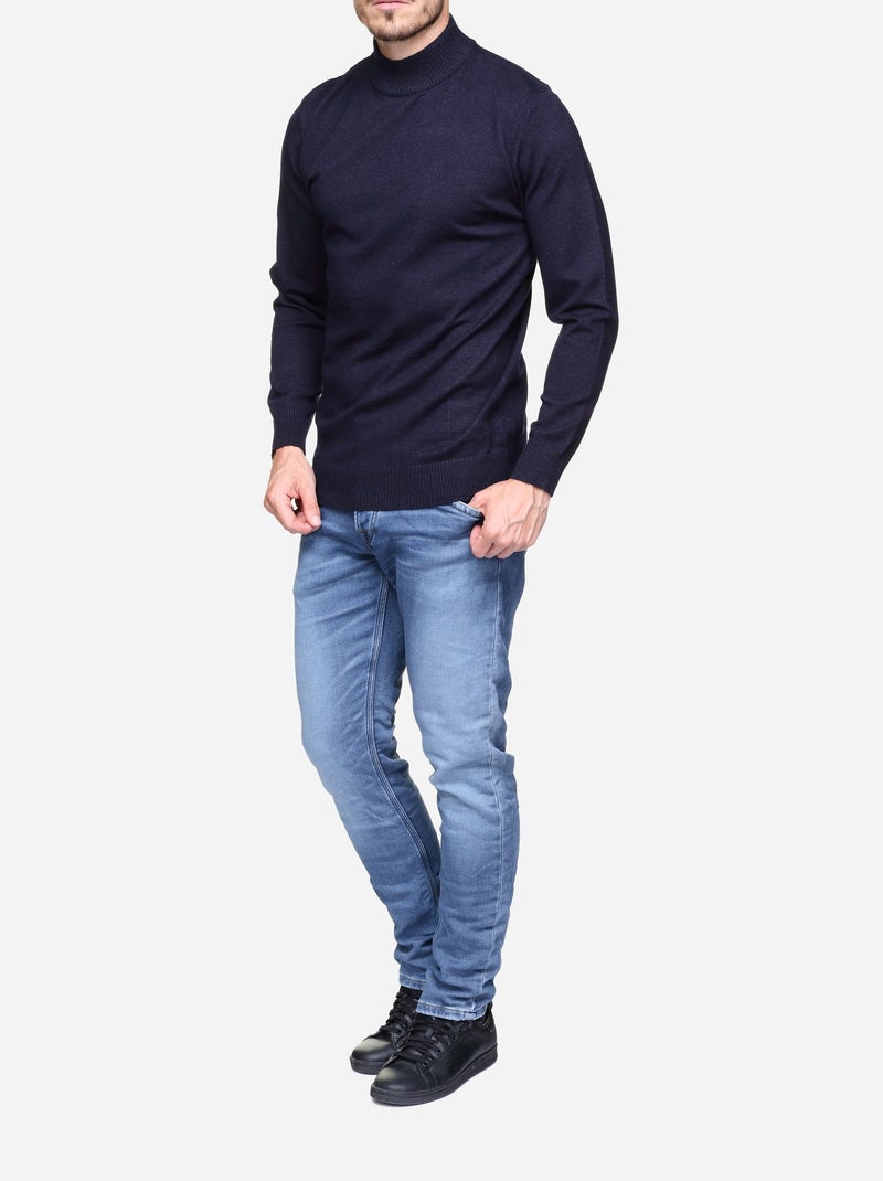 Elegante trui met schouderkraag - Yves Enzo Donkerblauw - Kiabi