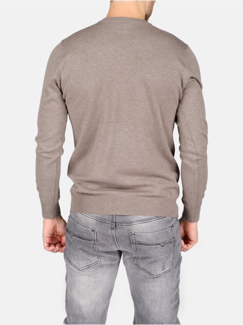 Elegante trui met V-hals - Kenzarro Beigegrijs - Kiabi