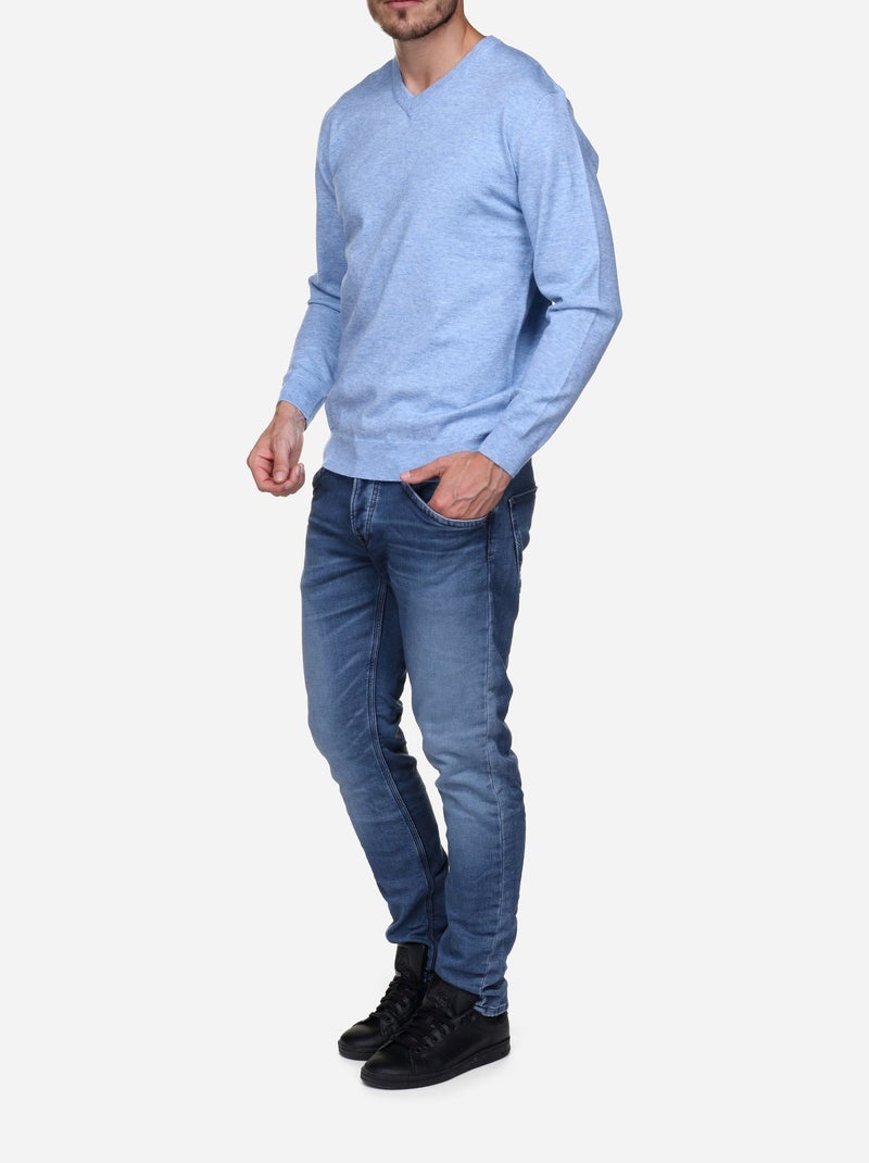 Elegante trui met V-hals - Yves Enzo Blauw - Kiabi