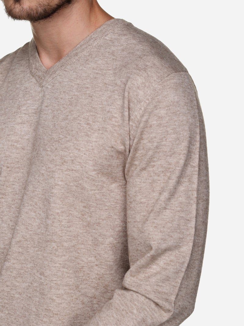 Elegante trui met V-hals - Yves Enzo Crème - Kiabi