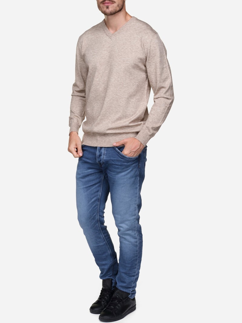 Elegante trui met V-hals - Yves Enzo Crème - Kiabi