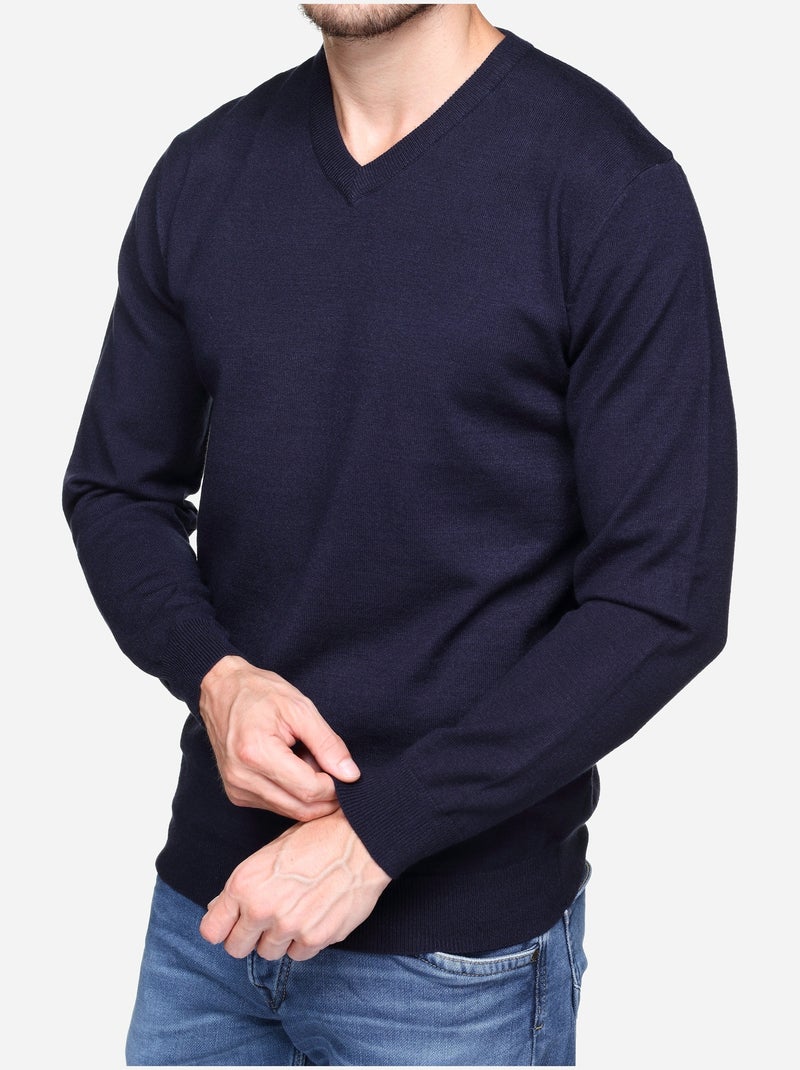 Elegante trui met V-hals - Yves Enzo Donkerblauw - Kiabi