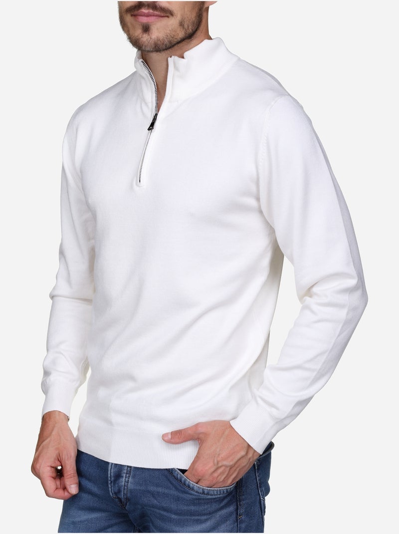 Elegante trui met vrachtwagenchauffeurskraag - Frilivin Wit - Kiabi