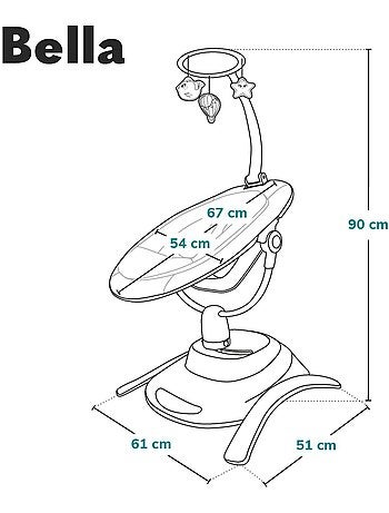 Elektrische 360° babyschommel LIONELO Bella – Lichtgewicht – 12 melodieën – 6 standen