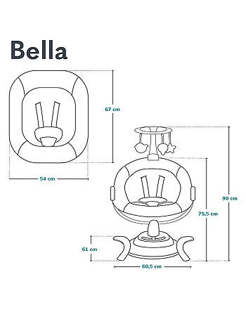 Elektrische 360° babyschommel LIONELO Bella – Lichtgewicht – 12 melodieën – 6 standen