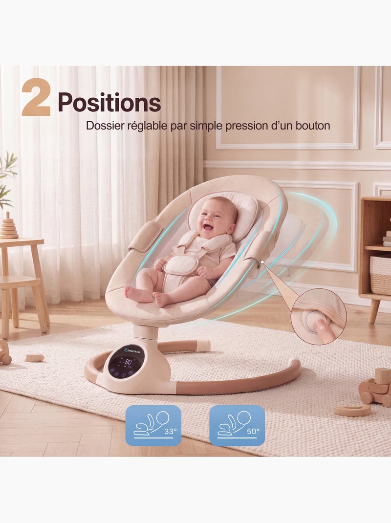 Elektrische babyschommel / transat ALPHA beige Beige - Kiabi